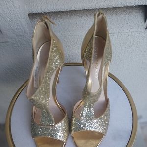 Coye Nokes New York yellow gold open toe glittered heels 38